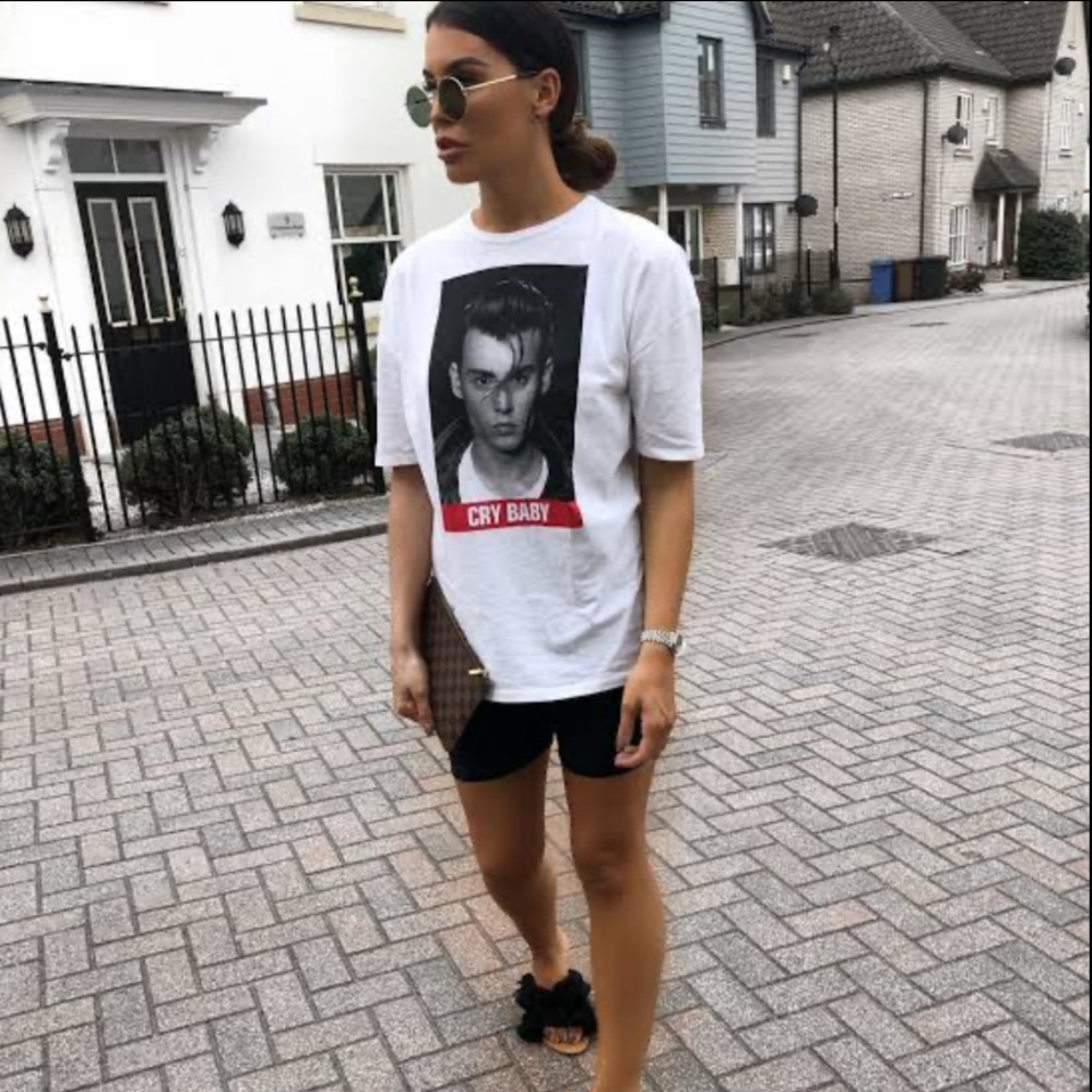Zara Cry Baby Jonny Deep Oversized White Graphic T-Shirt